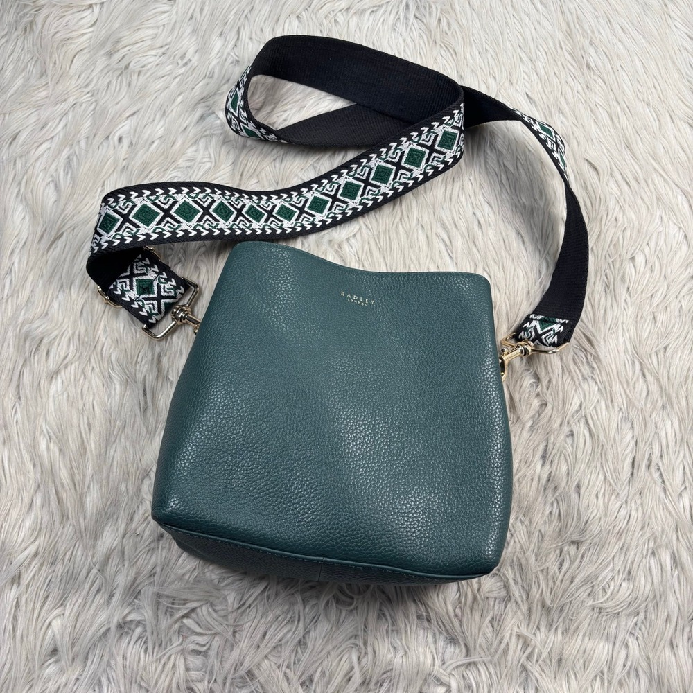 Radley London Dukes Place Deep Green Pebbled Leather Crossbody Bag Purse